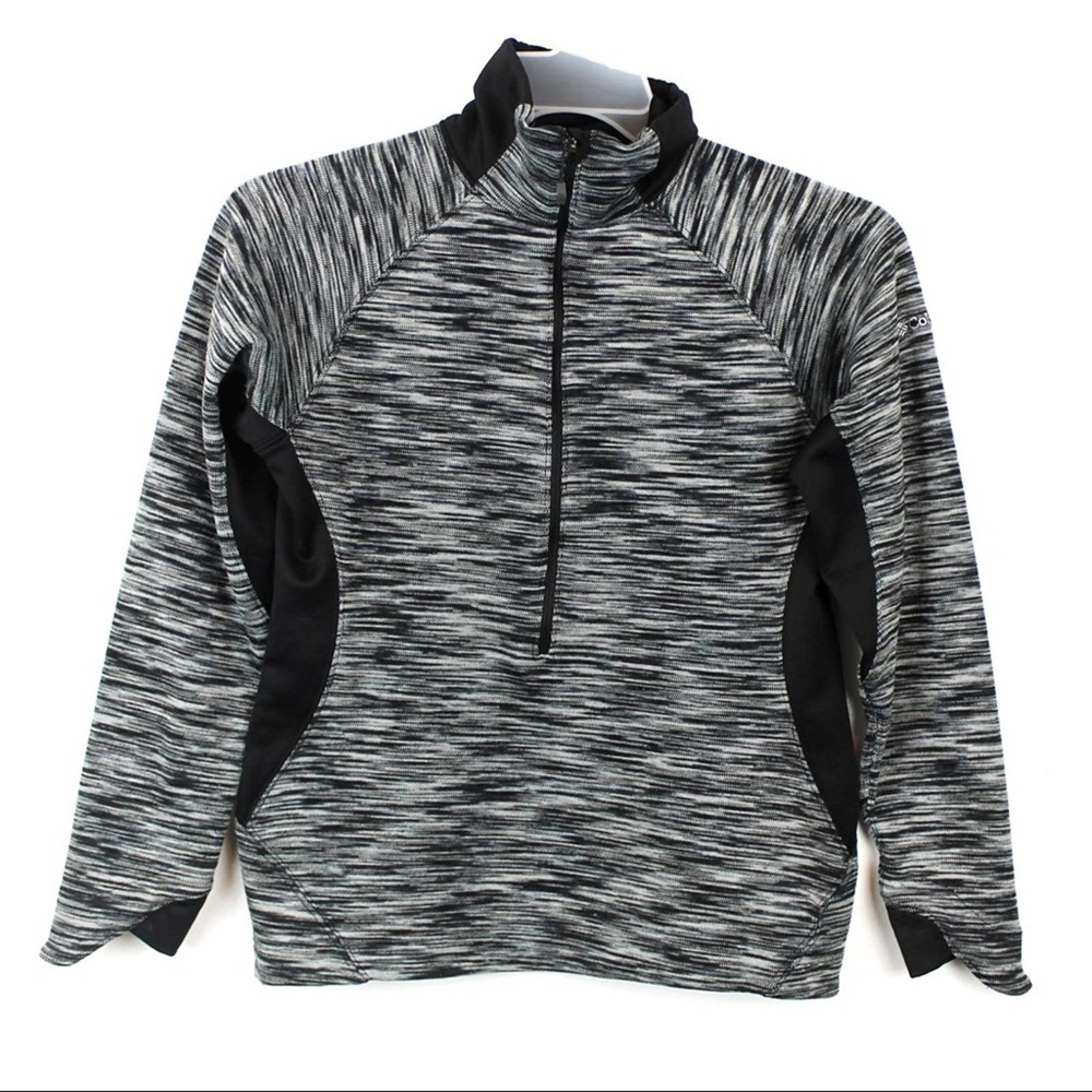 Women's Columbia Space Dye Knit Track Jacket, Black, White, High Neck Size Small